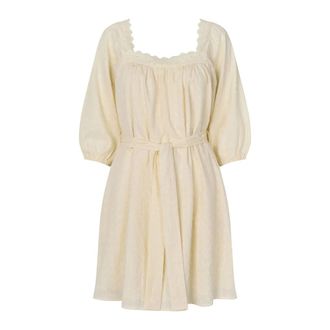 Lollys Laundry Yugidall Short Dress - Dames - Korte kleedjes - Beige - XL - Katoen - Kleedjes