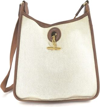 Hermès Vespa Beige Toile Officier Leather Shoulder Bag Tote Bag (Pre-Owned)