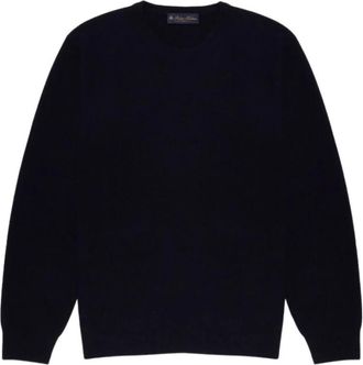 Brooks Brothers Wollen trui met ronde hals van kasjmier - Heren - Ronde hals truien - Blauw - XS - Wol - Truien & Vesten