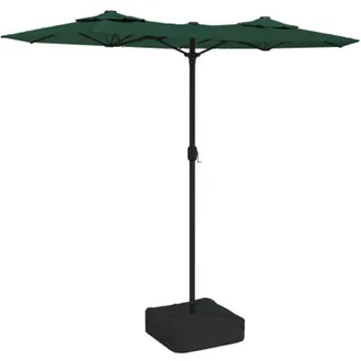 vidaXL Vidaxl - Sombrilla Doble De Jard&iacute;n Con Luces Led Verde 316x145 Cm