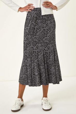 Roman Animal Print Panelled Skirt