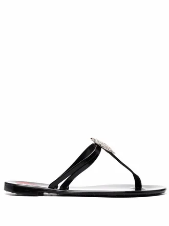 Love Moschino Sandalen met kristallen hart - Zwart