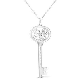 House of Brilliance 925 Sterling Silver Diamond Accent Zodiac Key 18 Pendant Necklace in Scorpio at Nordstrom