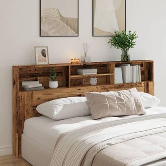 Berkfield Home Headboard Cabinet Old Wood 200x19x103.5 cm Engineered Wood in Brown