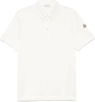 Moncler Polo in cotone con ricamo logo - Bianco