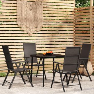 vidaXL Juego De Comedor Para Jard&iacute;n 5 Piezas Negro Vidaxl