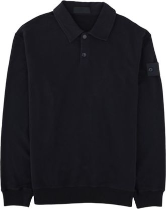 Stone Island Long-Sleeve Patch Logo Cotton-Blend Polo Shirt