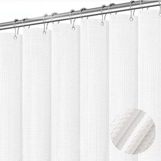 OEM Rideau De Douche - 180 X 180 Cm - Blanc - Texture Gaufr&eacute;e - Pour Baignoire Douche Standard - 1 Unite