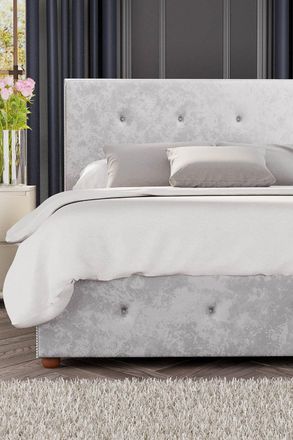 Laurence Llewelyn-Bowen Hesper Ottoman Storage Bed in Mirazzi Velvet Fabric, Custom Made in Silver | Size: Single