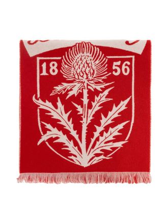 Burberry botanical-motif fringed scarf - unisex - Wool - OS - Red