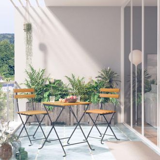 vidaXL Mesa Y Sillas Bistr&oacute; Plegables 3 Pzas Madera Maciza De Acacia Vidaxl