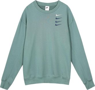 Nike Mens Nike French Terry Swoosh 4 Embroidered Round Neck Sports Pullover Autumn Green DB9408-387