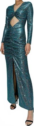 AIIFOS Delfina Cut Out Long Sleeve Dress In Black Crystal