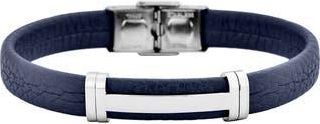 Geoffrey Beene Mens Stainless Steel Cutout ID Leather Bracelet in Blue at Nordstrom Rack