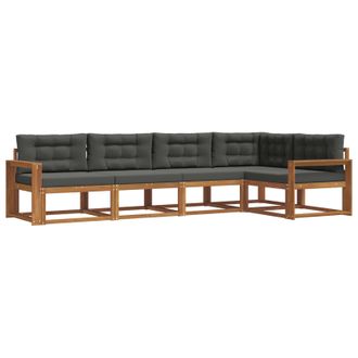 vidaXL Conjunto De Sof&aacute;s De Exterior 5 Pcs Natural Y Antracita Vidaxl