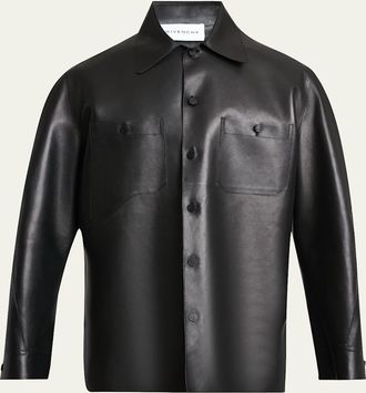 Givenchy Mens Tonal Leather Overshirt
