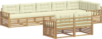 vidaXL Conjunto De Sof&aacute;s De Exterior 8 Uds. Blanco Y Crema Poli&eacute;ster Vidaxl