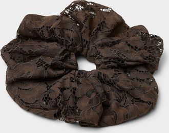 A Bronze Age Womens Floral lace brown oversized scrunchie