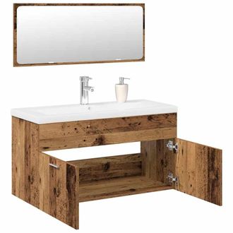 Berkfield Home 3 Piece Bathroom Furniture Set Old Wood Engineered Wood in Brown