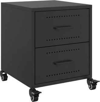 vidaXL Mesita de noche acero negra 36x39x43,5 cm Vidaxl