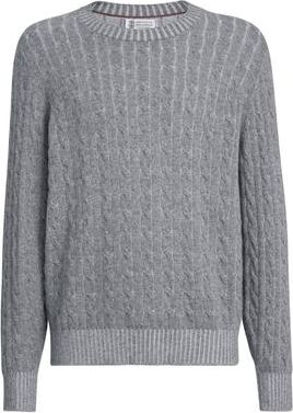 Brunello Cucinelli Cashmere vanis&eacute; cable knit sweater in Dark Grey at Nordstrom, Size 48 It