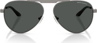 A|X Armani Exchange 58mm Aviator Sunglasses in Matte Gunmetal /Dark Grey at Nordstrom