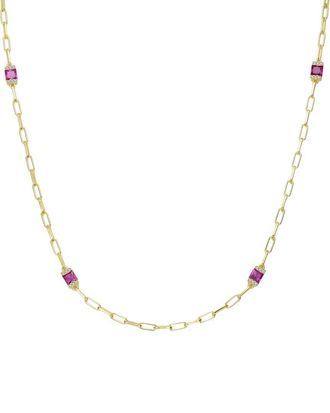 Rachel Glauber 14K Plated Cz Station Necklace