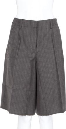 Our Legacy Grey Pinstripe Wool-Blend Wide-Leg Shorts