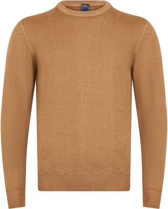 Fedeli Trui - Heren - Ronde hals truien - Bruin - XL - Wol - Truien & Vesten