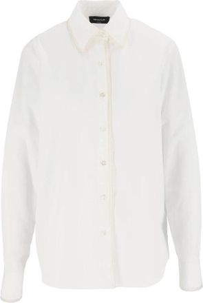 Fabiana Filippi Popeline shirt met tule en Filo Diamante-versiering - Dames - Overhemden - Wit - M - Tule - Overhemden
