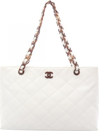 Chanel White Leather Tote Bag (Pre-Owned)