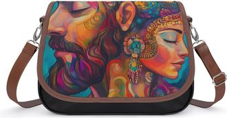 Generic African American Couple Painting Small Womens Crossbody Bags Shoulder Handbag with Adjustable Strap for Travel