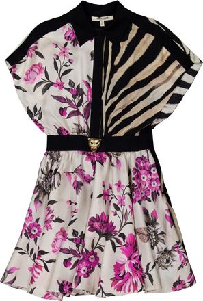 Roberto Cavalli Mixed-Print Silk Mini Dress, Brand Size 42 ( US Size 8 )