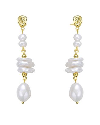 Genevive 18K Over Silver 4-12Mm Freshwater Pearl Earrings