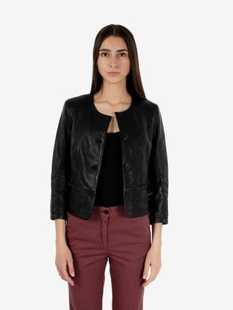 Bully Giacca crop in pelle nera