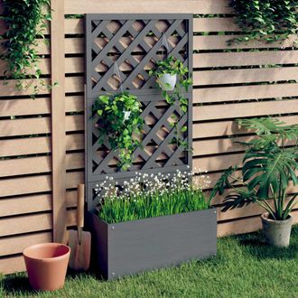 vidaXL Jardinera Con Enrejado Gris Wpc 65x33x135 Cm Vidaxl