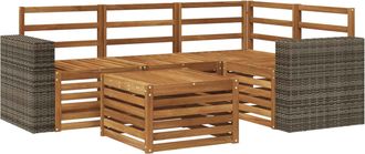 vidaXL Conjunto De Sof&aacute;s De Exterior 5 Uds. Natural Poli&eacute;ster Vidaxl