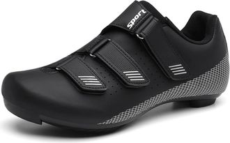 Generic Mens Road Bikes Shoes, Comfort Cycling Shoes Compatible with Peloton/Look Delta Pedals Indoor Exercise Cycling Shoes,Black,11.5 UK