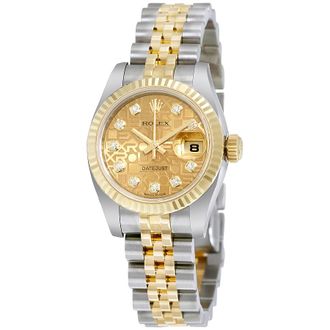 Rolex Pre-owned Rolex Lady-Datejust Diamond Champagne Jubilee With 10 Diamonds Dial Ladies Watch 179173CJDJ