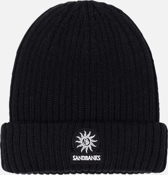 Sandbanks Mens Sandbanks Merino Wool Ribbed Beanie Black - Size: ONE size