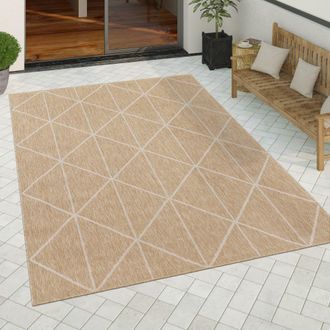 Paco Home Paco Home - Alfombra Salon De Habitacion Cocina Exterior Terraza Nordica Dibujo Geometrico 160x220 Cm, Beige 2