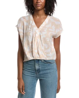Michael Stars Evie Printed Faux Wrap Top