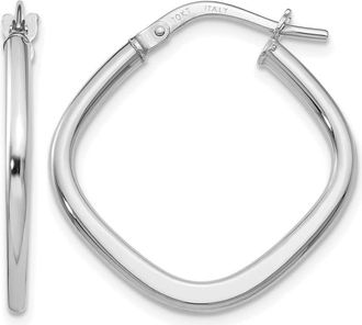 Diamond2Deal 10K White Gold Square Shape Hoop Earrings