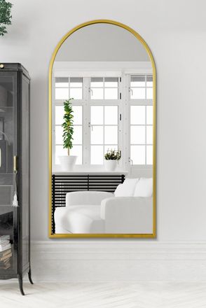 MirrorOutlet The Arcus Gold Framed Arched Leaner/Wall Mirror 71 X 35 (180CM X 90CM) | Size: 1 Pack