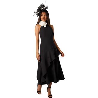 Coast Petite High Neck Corsage Midi Dress in Mono at Nordstrom, Size 10P