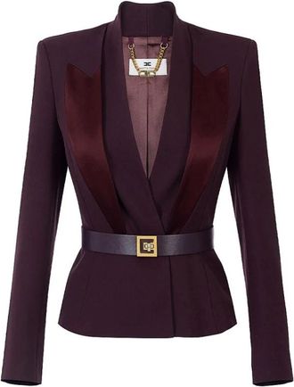 Elisabetta Franchi Giacca Gi 17656E2 - Dames - Blazers - Rood - M - Leer - Jassen