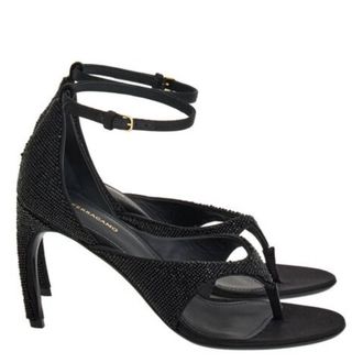 Ferragamo Zoele 85 Crystal-Embellished Sandals, Size 7 C