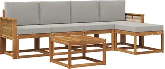 vidaXL Conjunto De Sof&aacute;s De Exterior 6 Uds. Natural Y Gris Claro Vidaxl