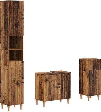 vidaXL Juego De Armarios De Ba&ntilde;o De 3 Piezas Alkmaar Vidaxl