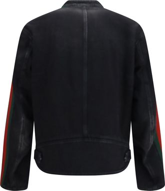 Gucci Mens Cotton Denim Biker Jacket Black
